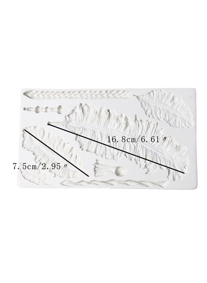 فيس مايل قالب سيليكون لتزيين الكعك بتصميم إطار مزخرف وريش طيور أبيض 22سم - Image 2